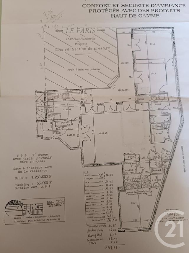 Appartement F5 à vendre - 5 pièces - 112.01 m2 - PERIGUEUX - 24 - AQUITAINE - Century 21 Mazaudon Immobilier